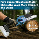 This cordless electric chainsaw combines professional-grade performance with the convenience of battery-powered operation