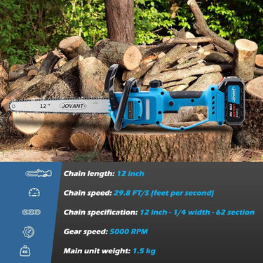 12 inch mini chainsaw with a larger cutting size, the 12-inch cordless Mini Chain Saw effortlessly handles bigger wood. Experience greater power and versatility, making it the superior choice for any demanding task.