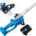 Cordless chainsaw comes with low kick back 12-inch bar and chain for construction and outdoor cutting applications.