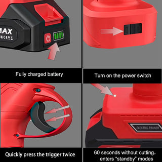 The electric branch cutter are widely used. Can be used in gardens, parks, farms, orchards, greenhouses, etc. It can cut grape vines, cherry trees, apple trees, etc. It is 8-10 times more efficient than manual pruning shears.