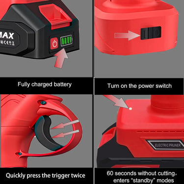 The electric branch cutter are widely used. Can be used in gardens, parks, farms, orchards, greenhouses, etc. It can cut grape vines, cherry trees, apple trees, etc. It is 8-10 times more efficient than manual pruning shears.