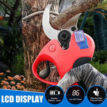 Electric pruners cordless with dual-tap safety lock & auto-sleep, plus quiet, weather-ready design, The ultimate electric shears for gardening in homes or orchards.