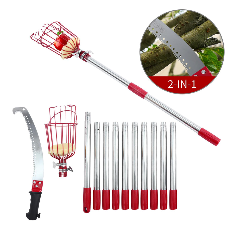 JOVANT Kit 3 en 1 pour scie à perche extensible et cueilleur de fruits de 13 pieds