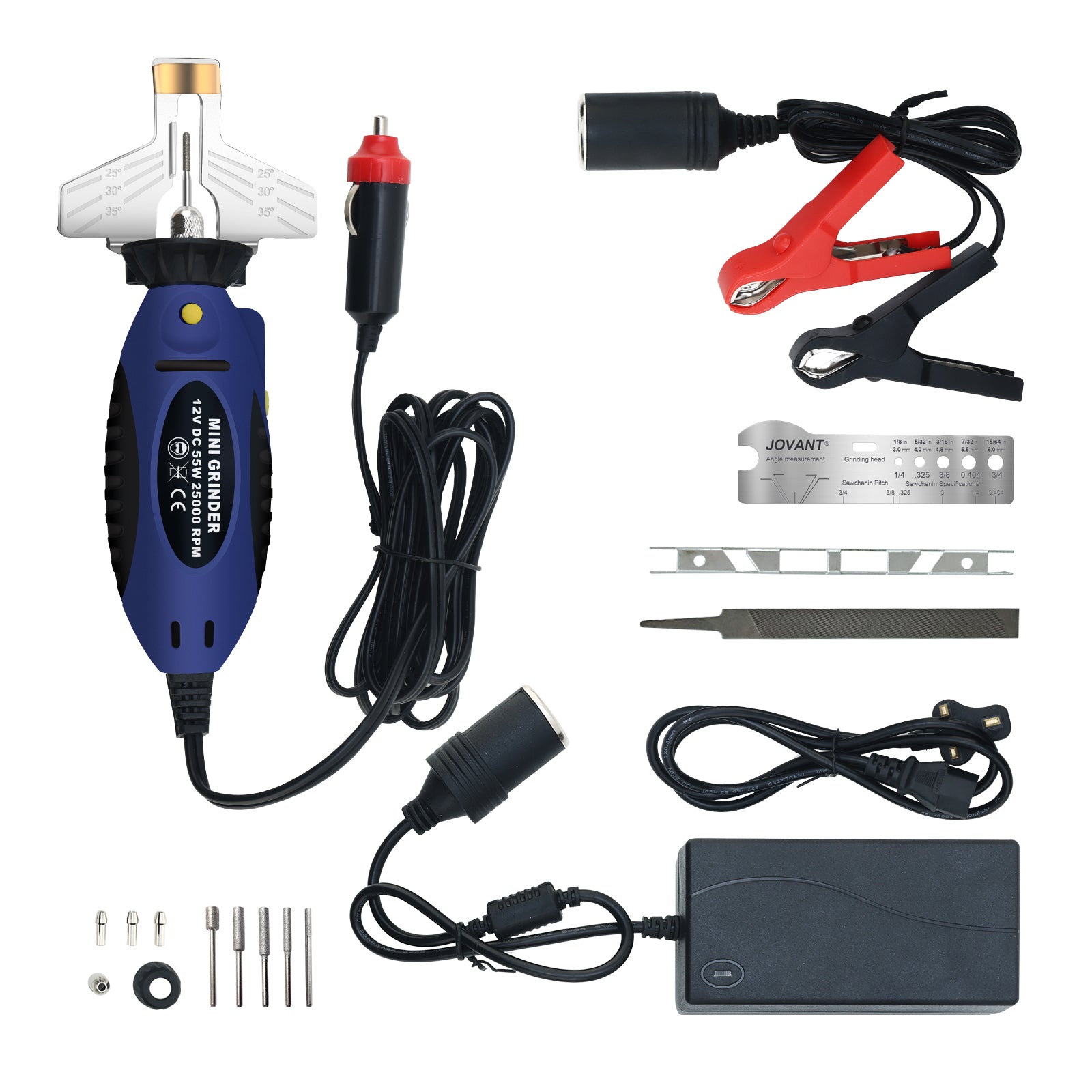 JOVANT Handheld Electric Chainsaw Sharpener with 110V to 12V Outlet Po ...