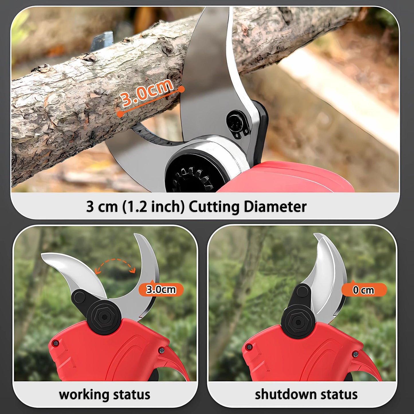 JOVANT 30mm Cordless Pruning Shear Kit with 2A Battery