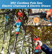 3IN1 Cordless Pole Saw Electric Chainsaw & Electric Shears