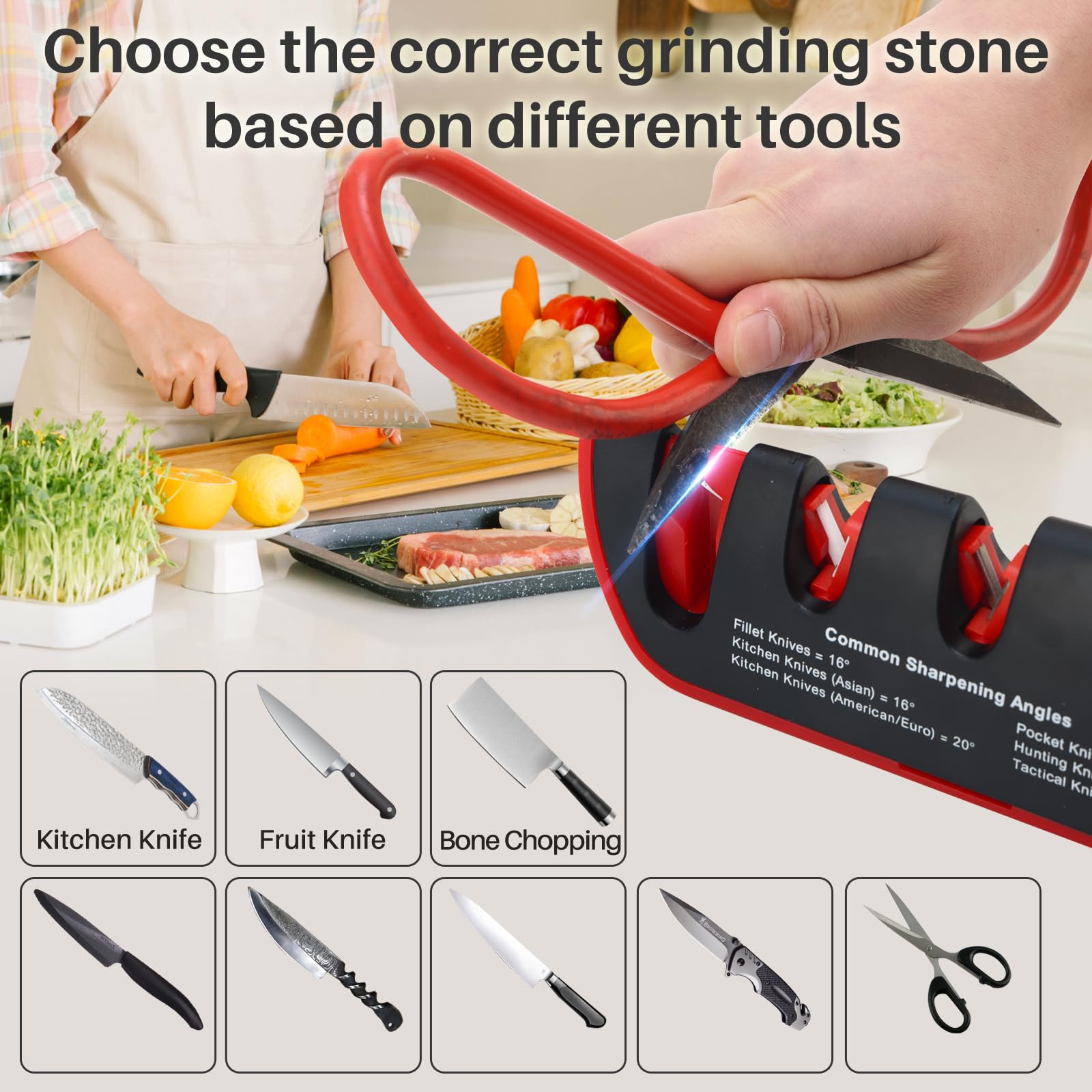 Choose the correct grinding stonebased on different tools Kitchen Knife Fruit Knife Bone Chopping