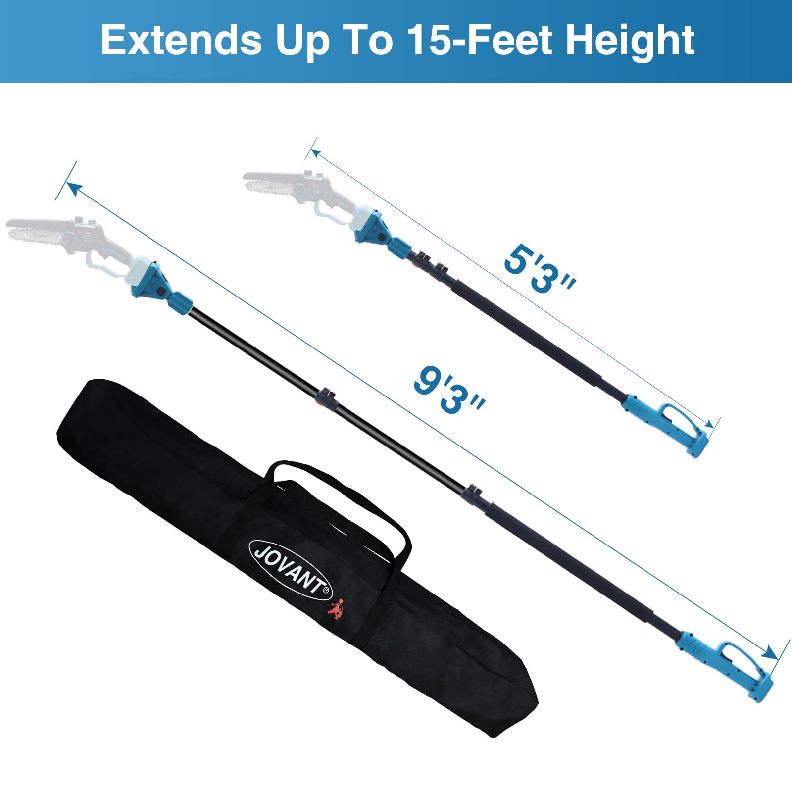 Extends Up To 15-Feet Height Reach Pole Length: 5'3" - 9'3"