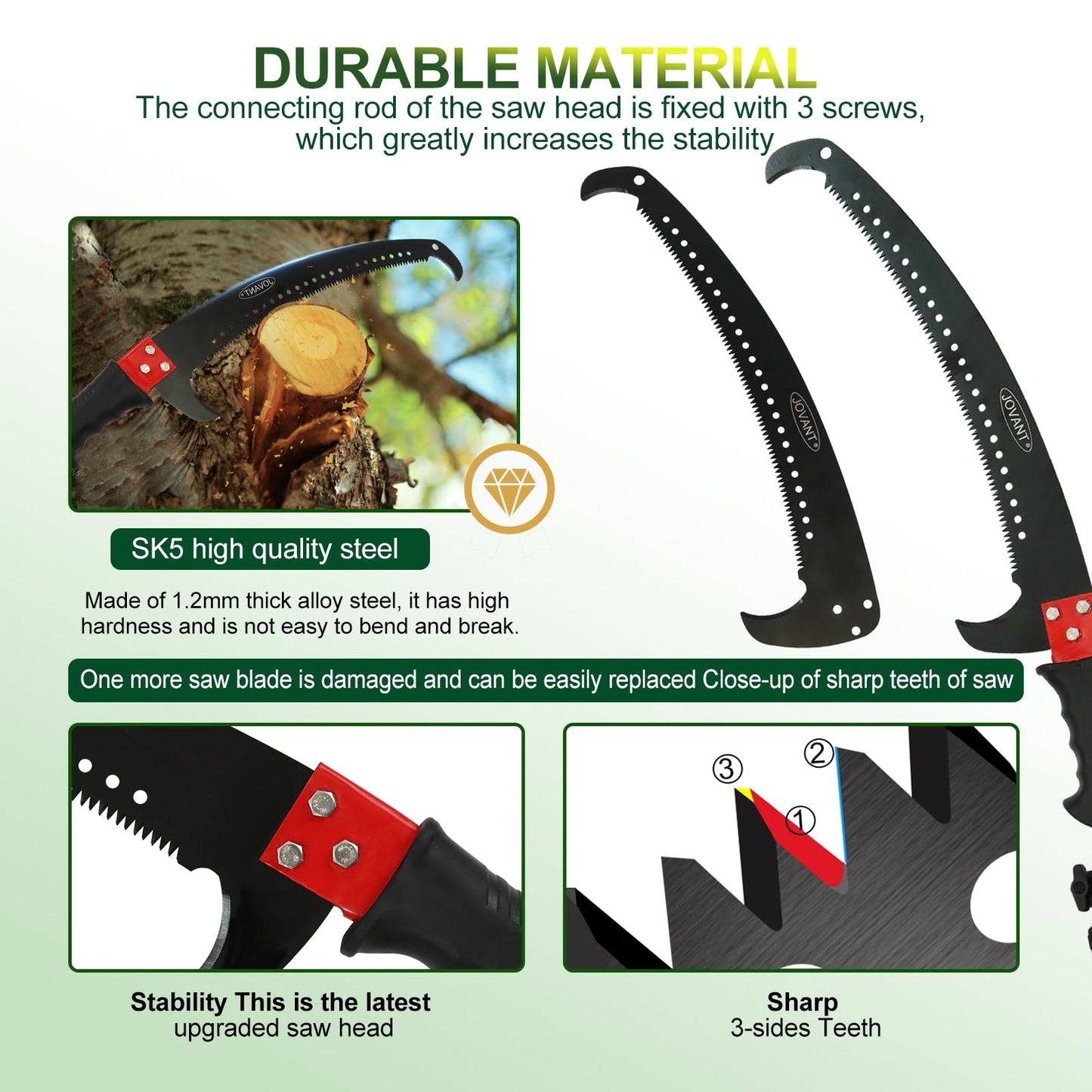 JOVANT Pole Saw Kit for High Branch Cutting