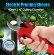 Electric Pruning Shears 40mm 1.6" Cutting Diameter
