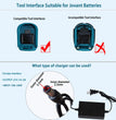 Compatible with lots of other cordless tools, but the battery detach interface should match JOVANT tools interface; Compatible with other brands’ charger, if the charger plugin size, output and input matches: charger plugin size: outer diameter 5.5mm; inner diameter 2.5mm OUTPUT: 21V; 1A/2A INPUT: 100-240V