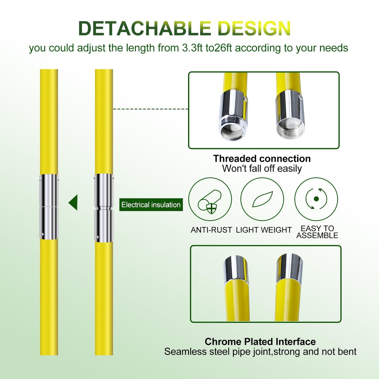 JOVANT Kit de scie à perche extensible de 19 pieds 