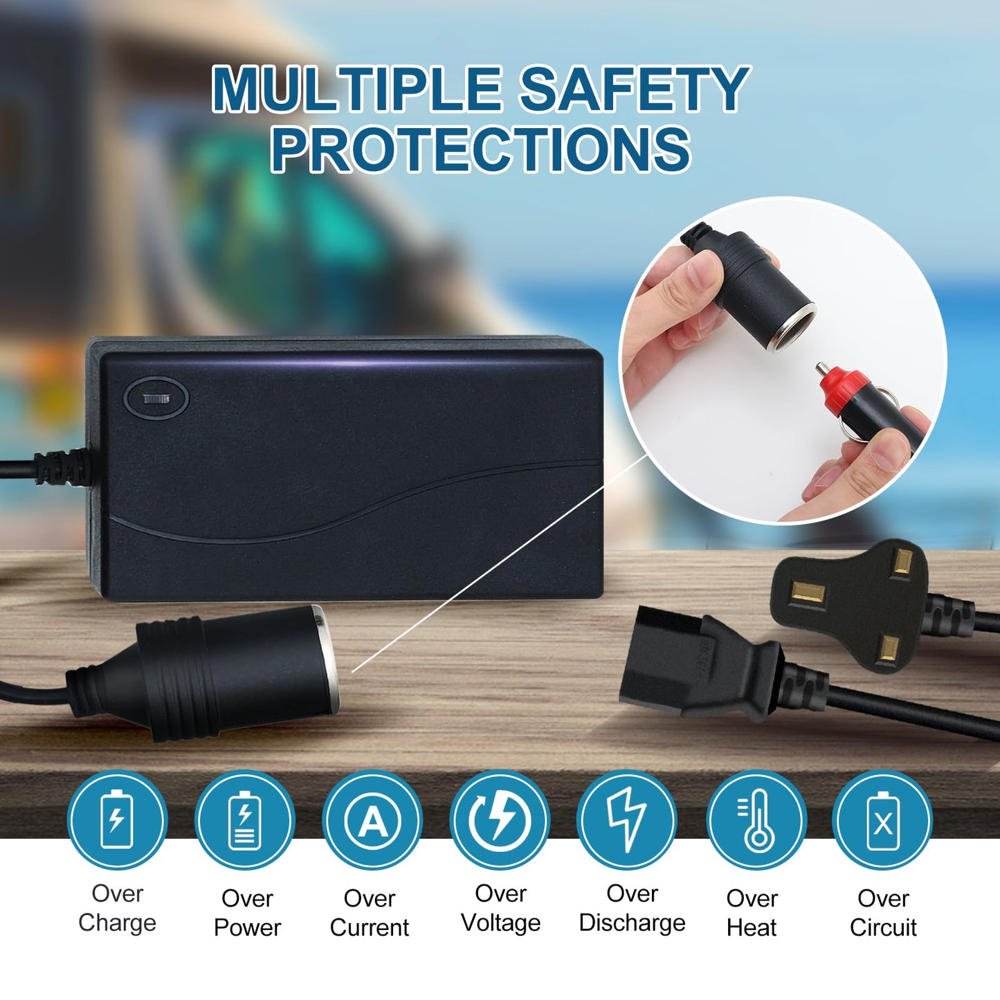 MULTIPLE SAFETYPROTECTIONS  Over Charge Over Power Over Current Over Voltage  Over Discharge Over Heat Over Circuit