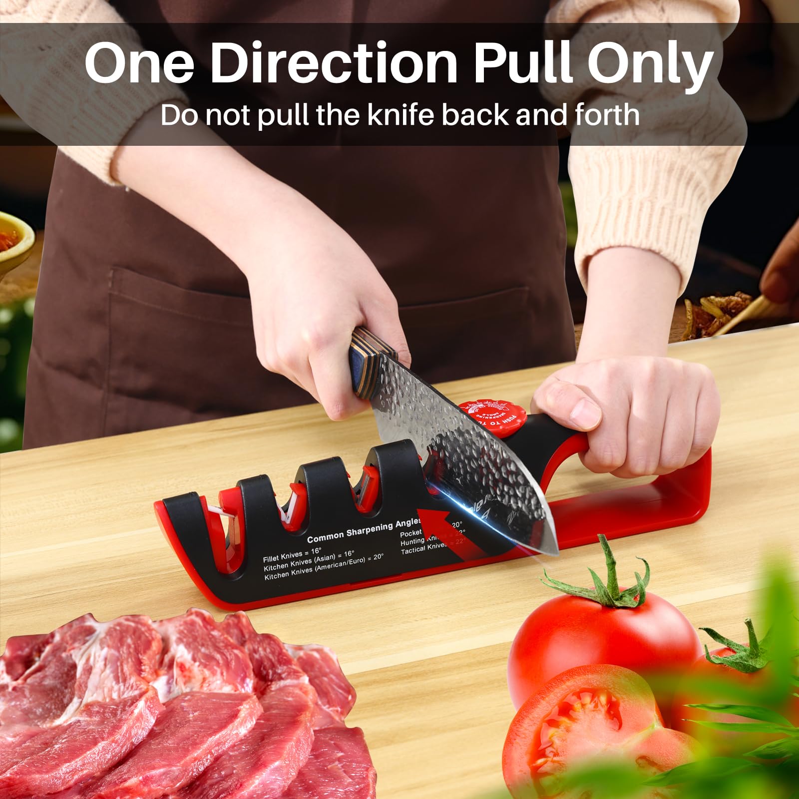 One Direction Pull onlyDo not pull the knife back and forth