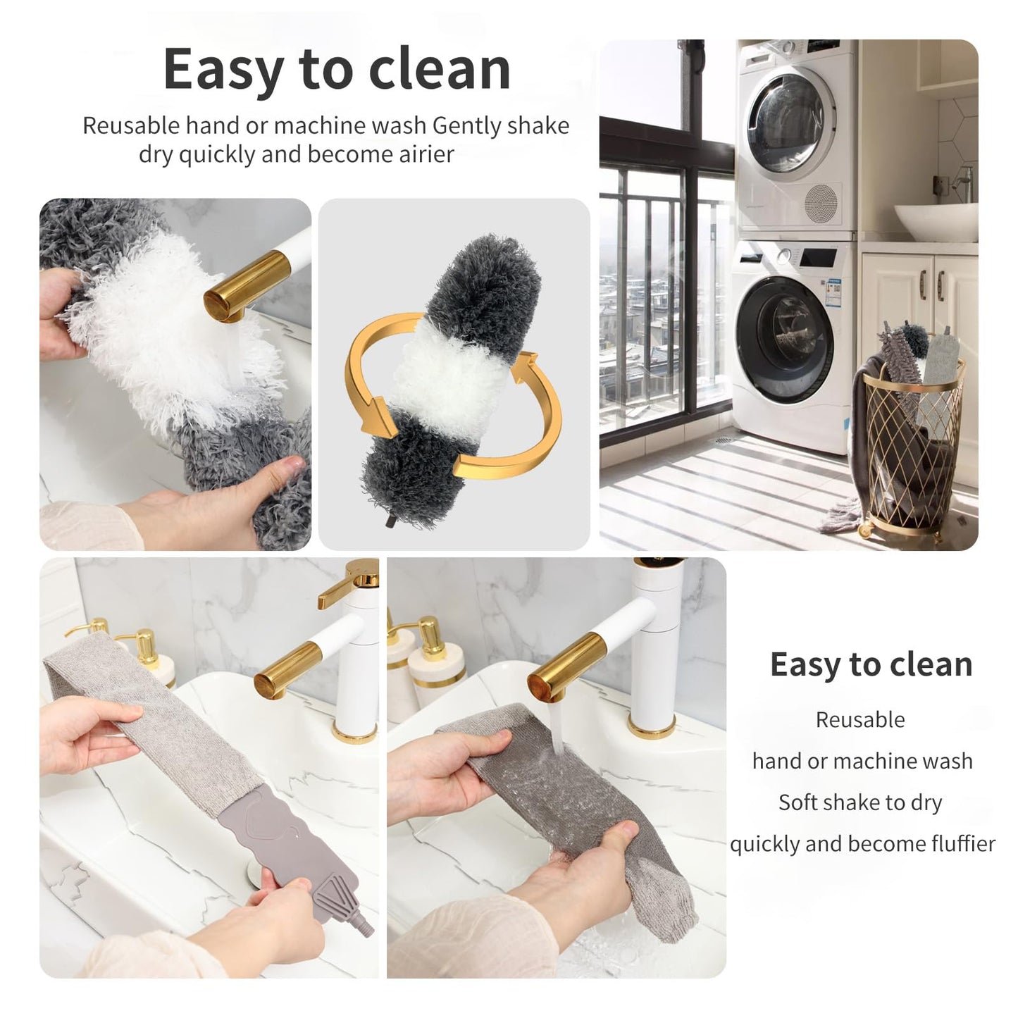 JOVANT 8FT Telescopic Duster Kit with 6 Washable Brush Heads