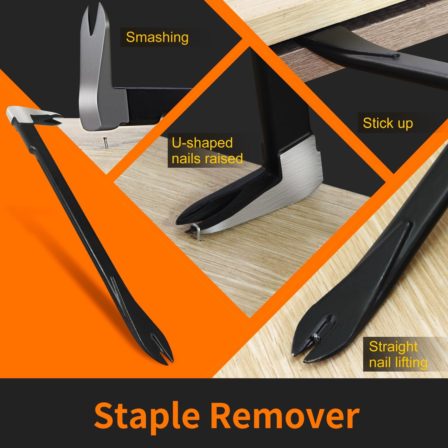 Staple Remover operation guide: Smashing/Stick up/U-shaped nails raised/Straight nail lifting