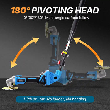 Jovant rechargeable angle grinder with 180° pivoting head, multi-angle cutting and grinding for high and low surfaces