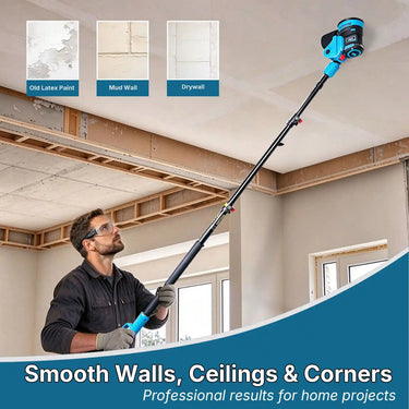 JOVANT cordless pole sander for drywall, mud walls and old latex paint on walls, ceilings and corners. Professional home renovation sanding tool