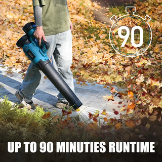 Get up to 80 minutes of runtime from the leaf blower on a single charge with the included 1*6.0Ah battery
