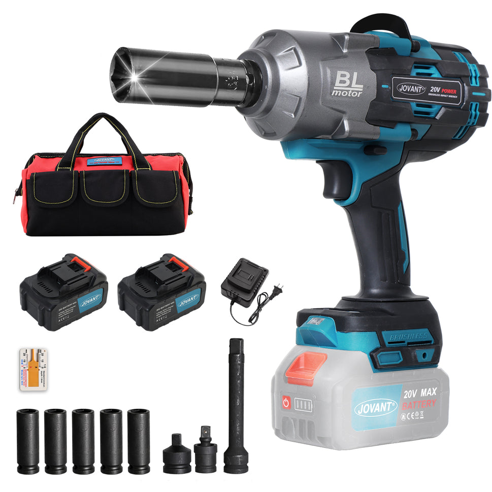 JOVANT Cordless 3/4'' High Torque Impact Wrench with Battery and Accessories