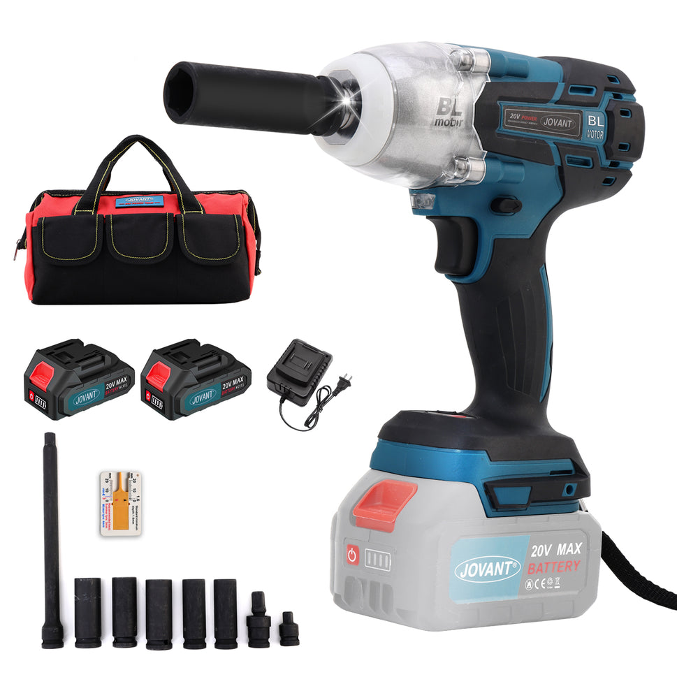 JOVANT 1000N.m Cordless Impact Wrench, Brushless with Battery