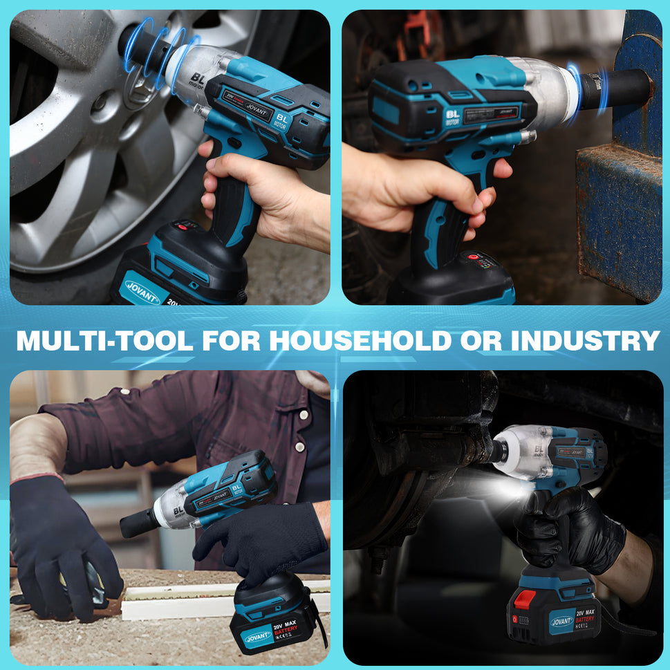 JOVANT 1000N.m Cordless Impact Wrench, Brushless with Battery