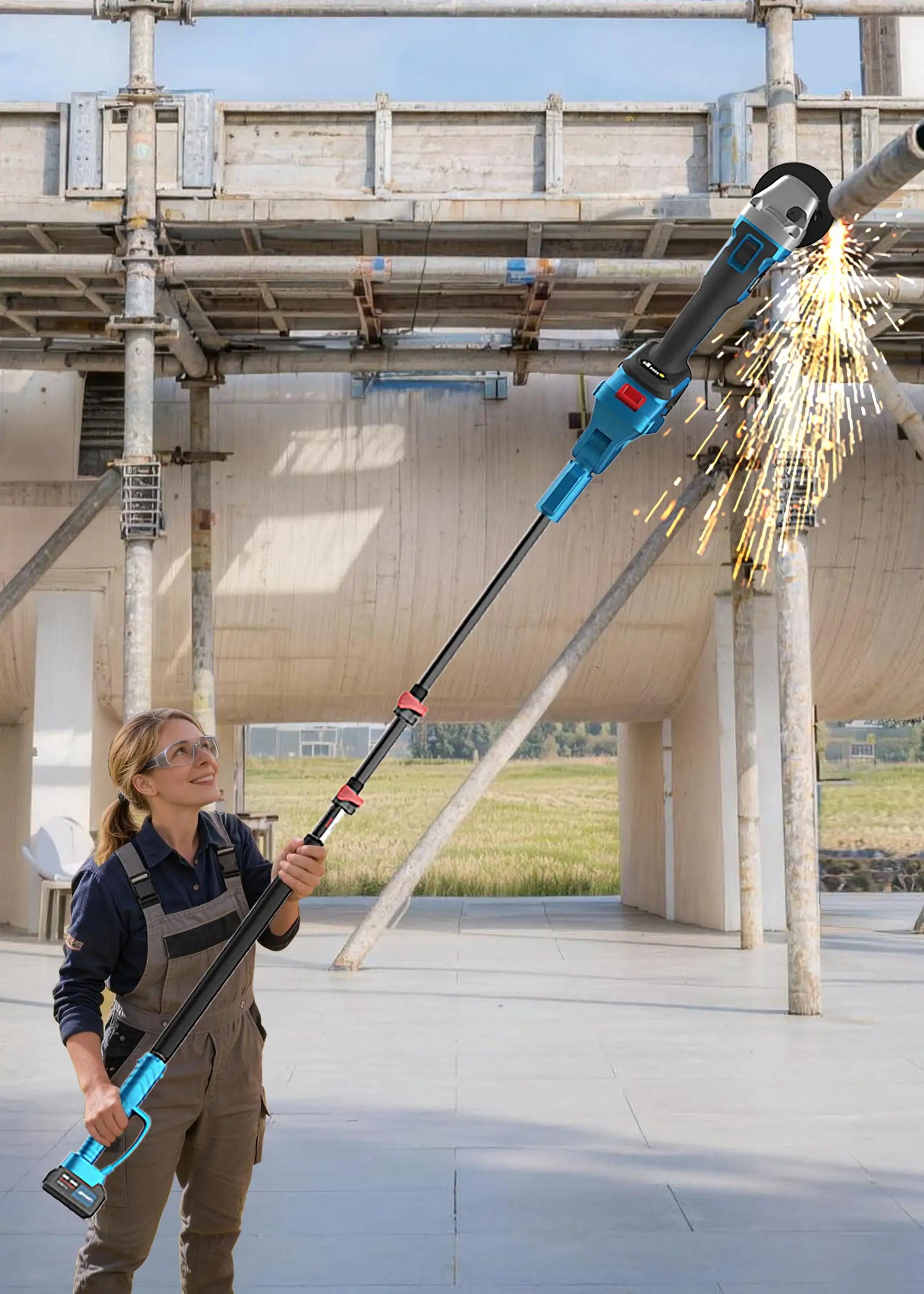 2-in-1 Telescoping Pole Angle Grinder and Wire Wheel Brush: You can freely switch between a Cordless Angle Grinder for cutting, grinding to steel, wood,tile and Wire Wheel Brush for removing rust, paint,corrosion, burrs, scales from tight spaces, irregular surface easier