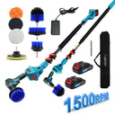 Cordless Telescoping Cleaning Tools&Power Drill with 2-Max 20V Batteries and 2.0A Charger 2-in-1 Cordless Pole Drill 5.3 to 15-Feet with 180° Telescoping Pole Include 7Pcs Drill Brushes