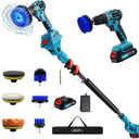 Cordless Power Drill Cleaning Tools Electric Spin Scrubber Extra Large Brush 1500 RPM High Power Electric Scrubber for Cleaning Adjustable Extension Handle, for Tub/Tile/Floor/Car (7Brushes)