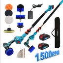 Cordless Telescoping Power Drill&Cleaning Tools with 2-Max 20V Batteries and 2.0A Charger 2-in-1 Cordless Pole Drill and Cleaning Brush from 5.3 to 15ft&Head Pivots 180° Telescoping Pole