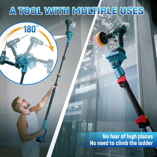 Head pivots and be adjustable 180 degree.You can clean easy both high and low without bending knees and Waist.