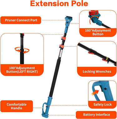 Pole Electric Pruning Shears with Portable Bag.Pole 1.6Inch(4CM) Electric Pruner for Tree Trimming Pole Tree Trimmer with 2Pcs 2000mAh Batteries