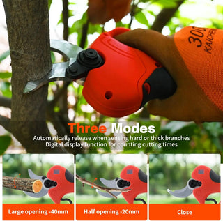 Cordless Pole Pruning Shears:Ergonomic design,pruning shears weigh only 1.7lb,long-term use is not easy to feel fatigue,especially suitable for the elderly,women and other uses.