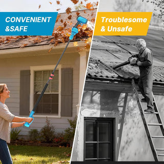 pole leaf blower is highly convenient and safe. It allows you to clear fallen leaves from high eaves without the need to climb a ladder.