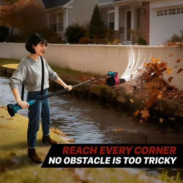 Pole Leaf Blower Cordless Designed with an ergonomic non-slip handle for comfortable operation and a included shoulder strap to reduce hand fatigue during extended use