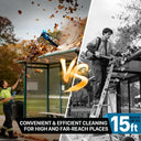 Cordless Pole Leaf Blower features an adjustable telescopic pole that extends up to 15ft