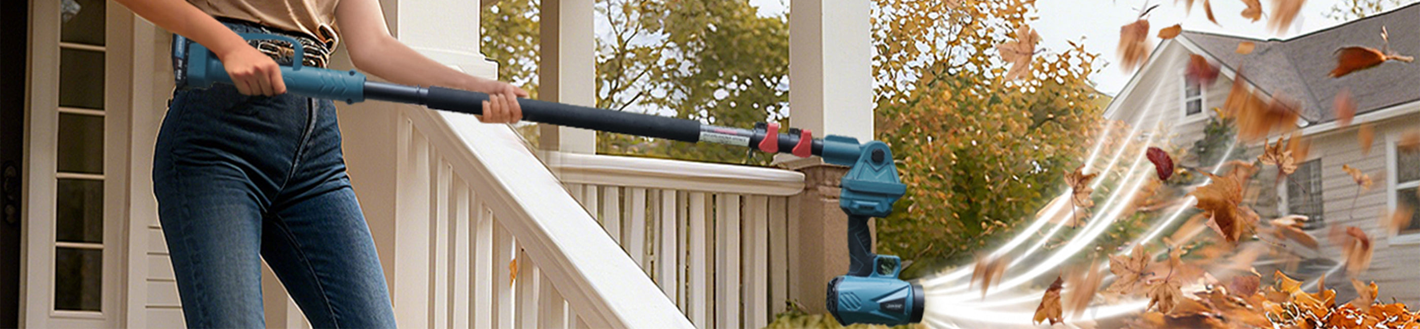 This small leaf blower extends from 48 inches to 98.4 inches, allowing you to clean high areas like roofs, gutters, and ceilings without the risk of ladder falls. It also helps reduce back strain by minimizing bending during everyday leaf cleanup. For compact storage, it can be easily placed in a shed, car trunk, or other tight spaces.