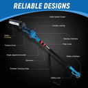 The pole saw is equipped with dual safety locks.