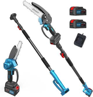 Pole Saw for Tree Trimming,12-Foot Reach Pole Tree Trimmer.6Inch Electric Pole Chainsaw for Branch and Wood Cutting with Portable Bag and 2-20V 4A Battery