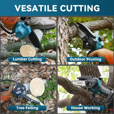 Cordless pole tree branch cutter for trimming tree branches and with a black portable handle bag,easy for you to carry and store.