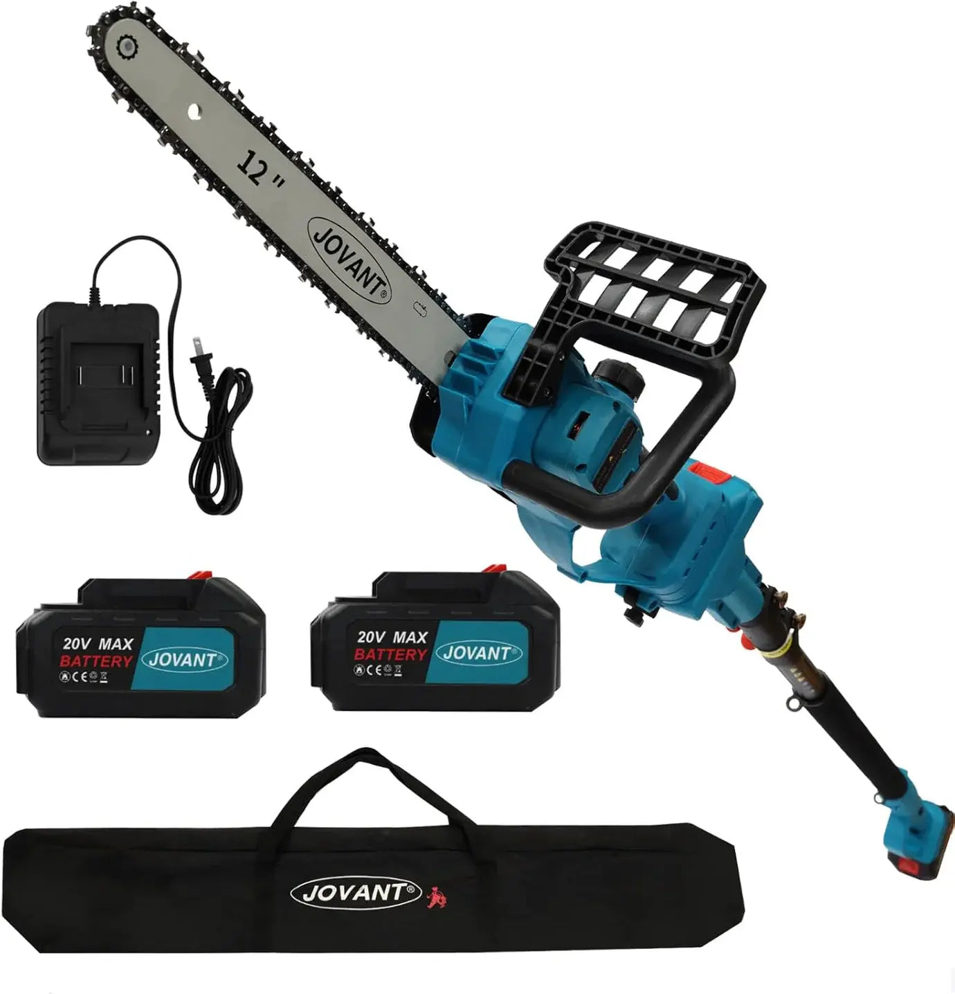 2-in-1 12inch Pole Saw with 2*4Ah Batteries for Tree Trimming