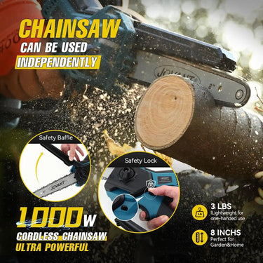 Cordless Pole Saw with 2 Max 20V*4Ah Batteries,8inch Chainsaw and Ploe tree trimmer.