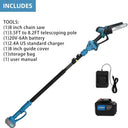 8-inch low kick back full compliment bar and chain, auto oiling for low maintenance comfort grip handle.
