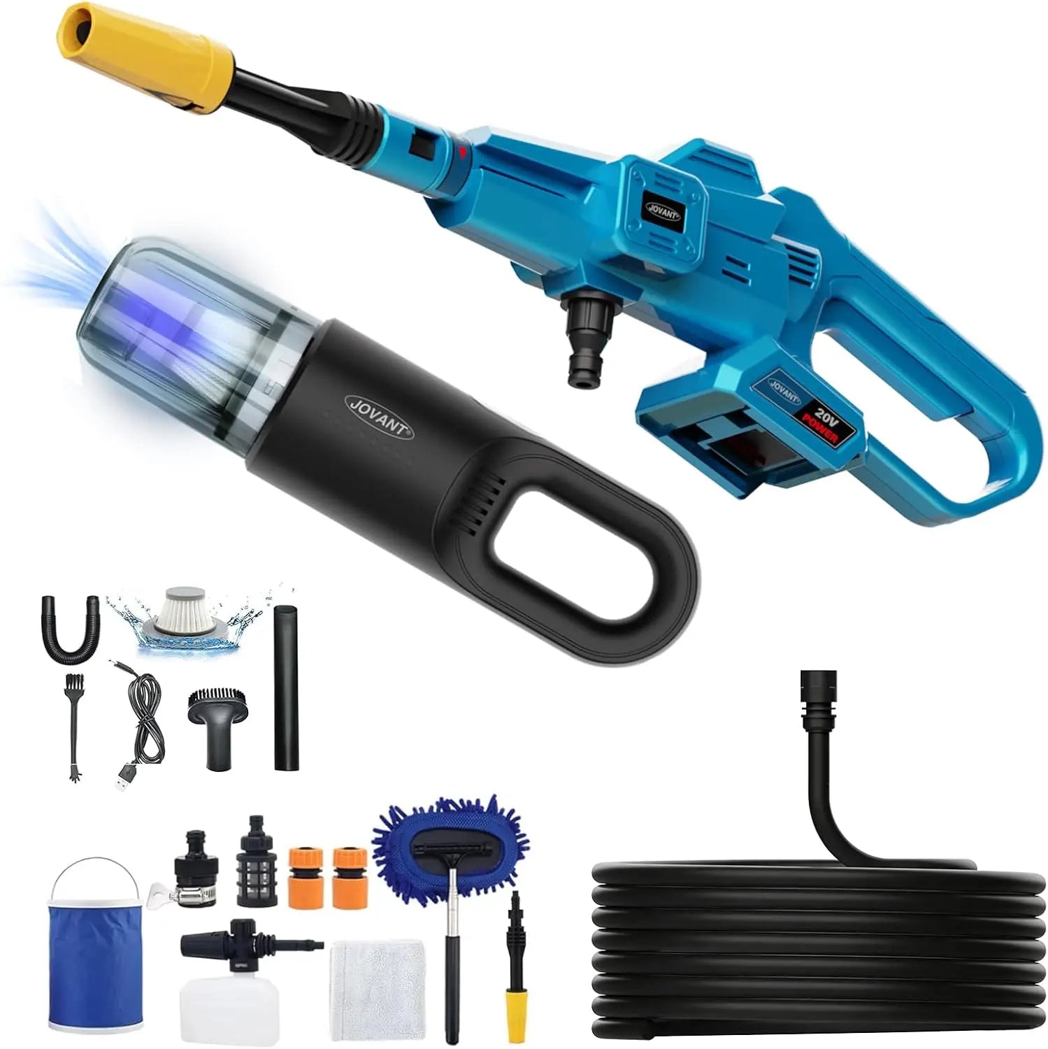 Cordless Pressure Washer and Handheld Vacuum,350PSI Portable Power Cleaner, Rechargeable Vacuum Cleaner Powerful 12000PA, Portable Car Cleaning Kit, Battery and Charger Accessories